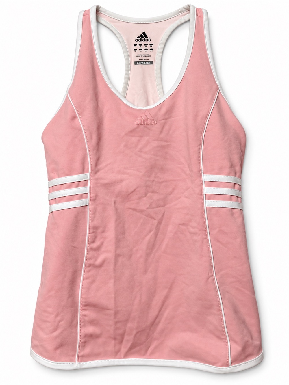 adidas Pink Racerback Athletic Tank with White Trim and built in bra